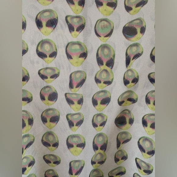 Meshki Sally Alien Print Ruched Side Mesh Mini Dress - Size XS - Picture 7 of 8